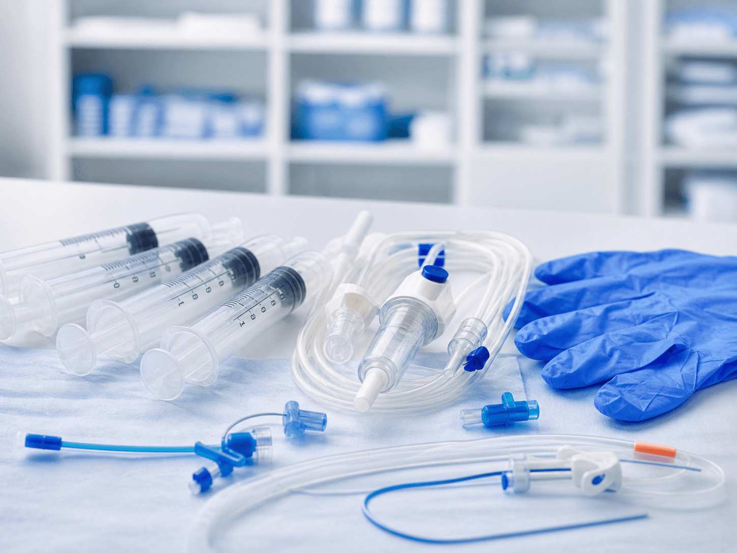 Jeringuillas, equipos de venoclisis, sondas y guantes médicos